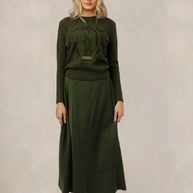 Olive Diagonal Seam Detail Skirt