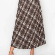 Brown plaid midi skirt