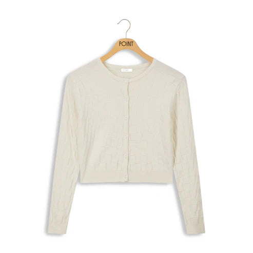 Point Checker Knit Cardi - Fringe Boutique