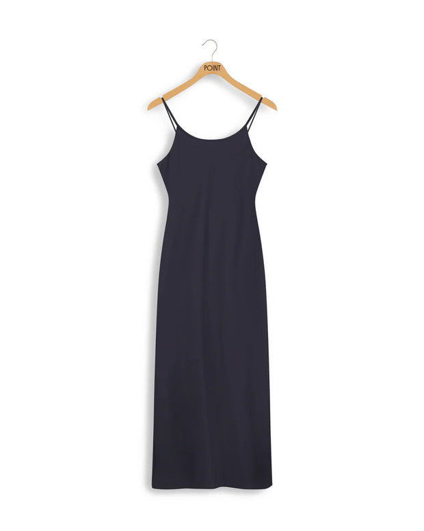 Point Satin Straight Slip Dress