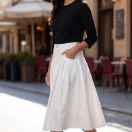 Pleated denim skirt