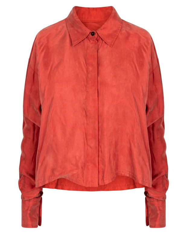 Brushed Cropped Button Up-point - Fringe Boutique