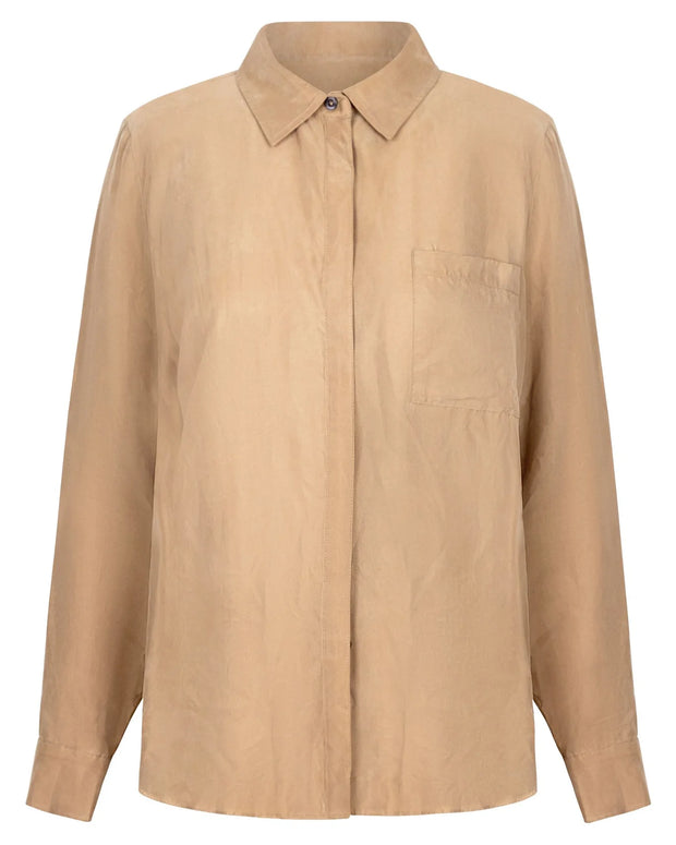 Brushed Oversized Button Up-Point - Fringe Boutique