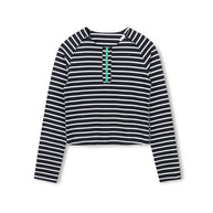 Striped Raw Placket Tee-Junees