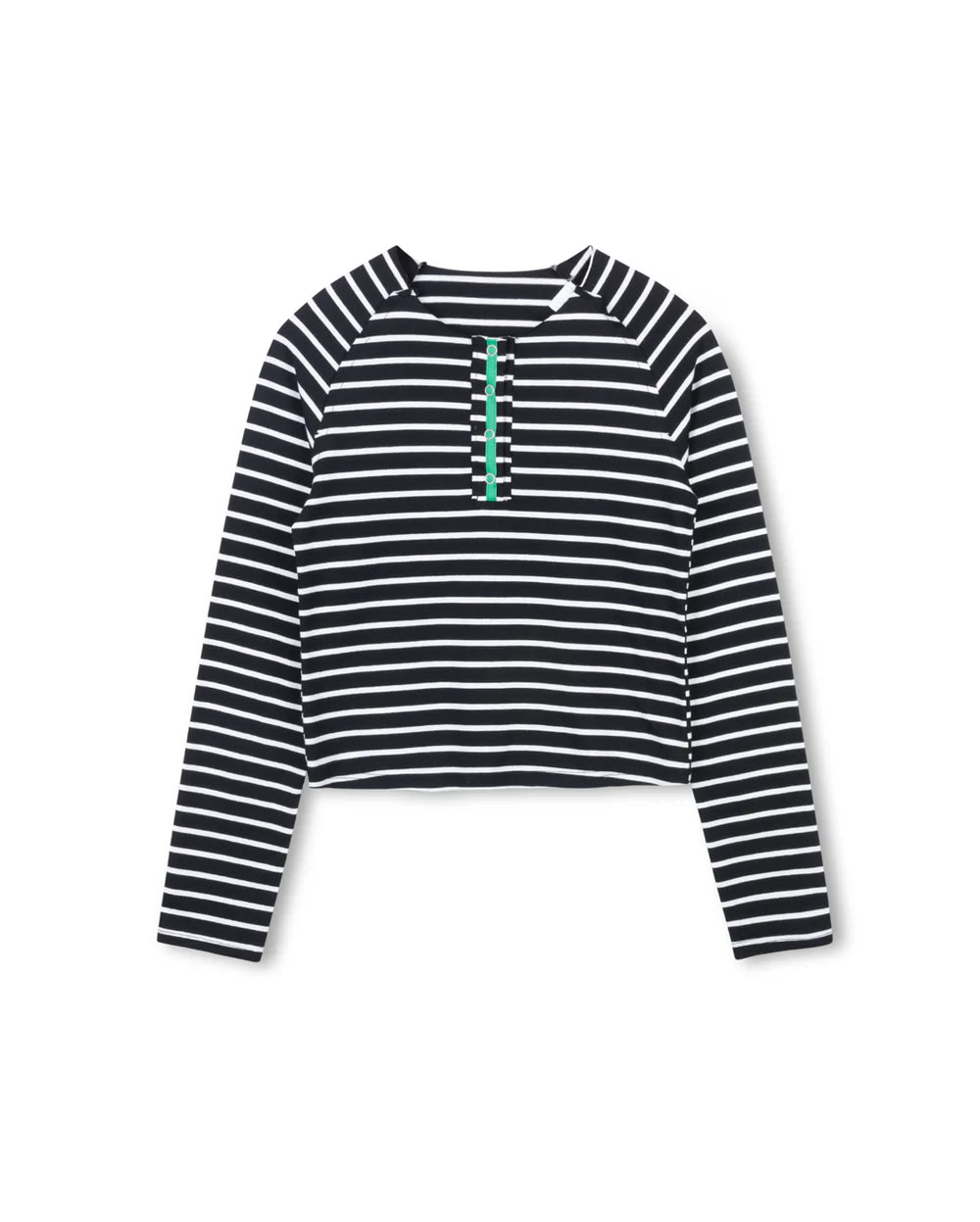 Striped Raw Placket Tee-Junees