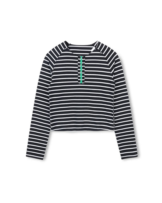 Striped Raw Placket Tee-Junees