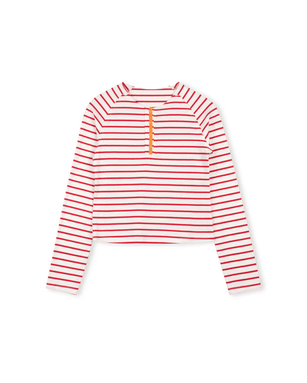 Striped Raw Placket Tee-Junees