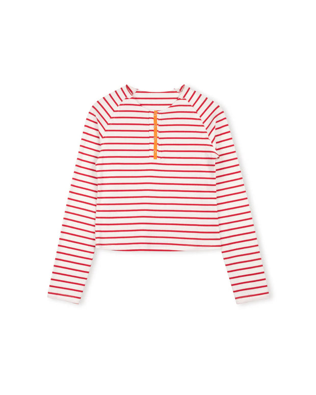 Striped Raw Placket Tee-Junees
