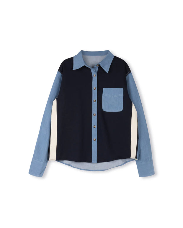 Two Tone Chambra Blouse-Junees