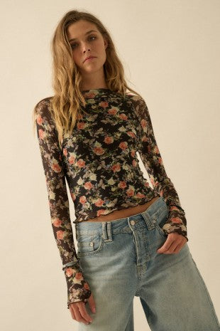 Floral Mesh Mock Knick-Promesa