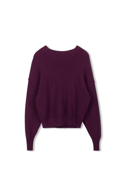POINT CHUNKY KNIT CREW SWEATER