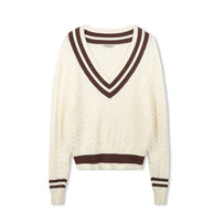 POINT CHUNKY KNIT VARSITY SWEATER