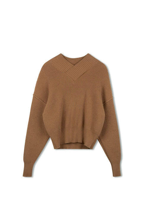 POINT CHUNKY KNIT V-NECK SWEATER