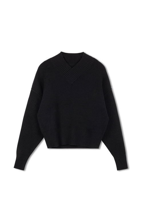 POINT CHUNKY KNIT V-NECK SWEATER