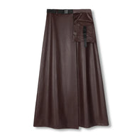 Buckle leather skirt- Junee