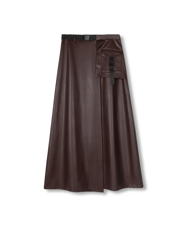 Buckle leather skirt- Junee