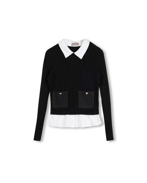 Cropped Sweater and Blouse Top-Junees