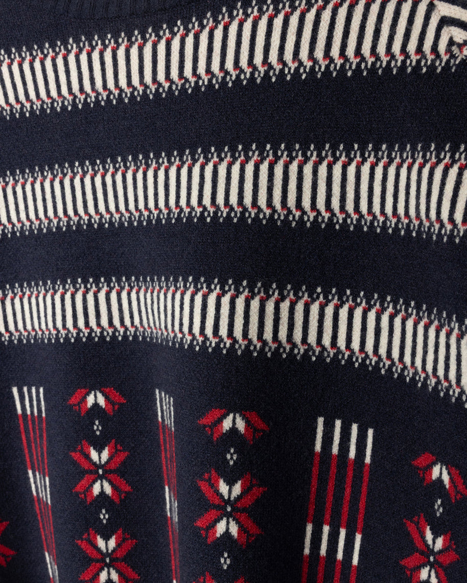Geometric Print Ruffle Sweater-Junees