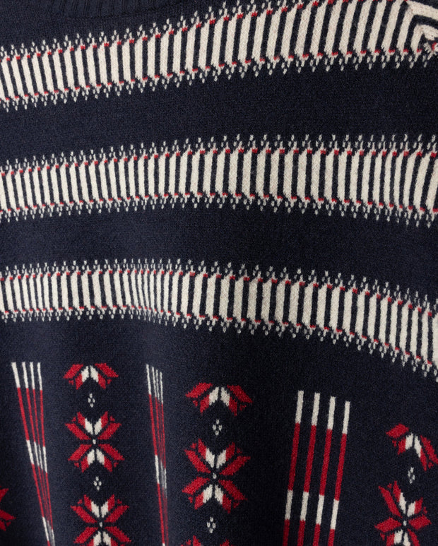 Geometric Print Ruffle Sweater-Junees