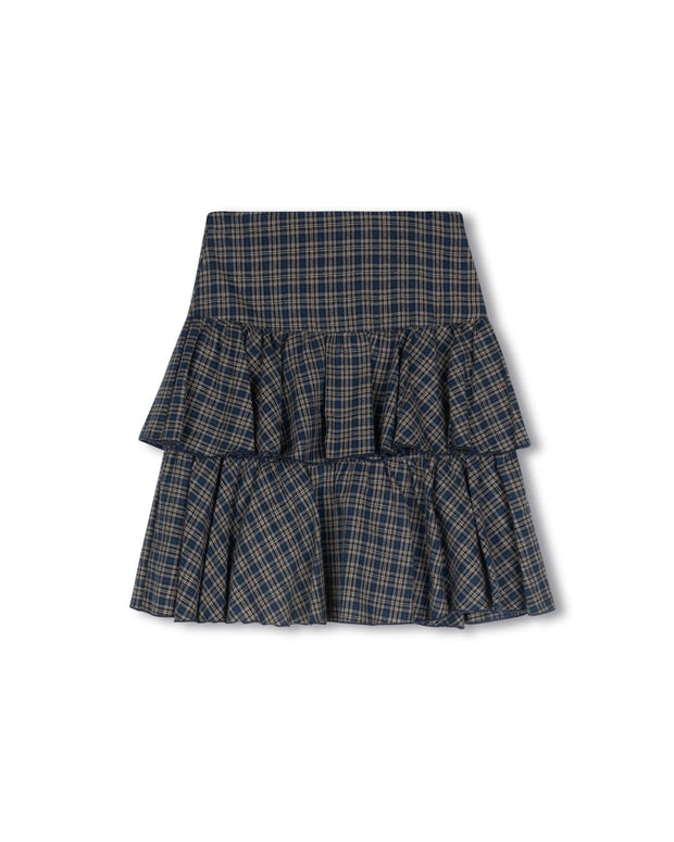 Grad Layer Plaid Skirt-Junees