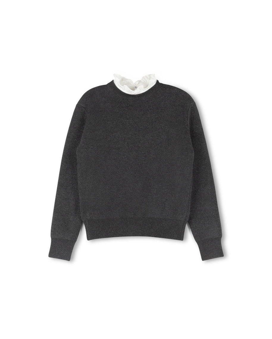 Gilt Ribbed Collared Sweater-Junees