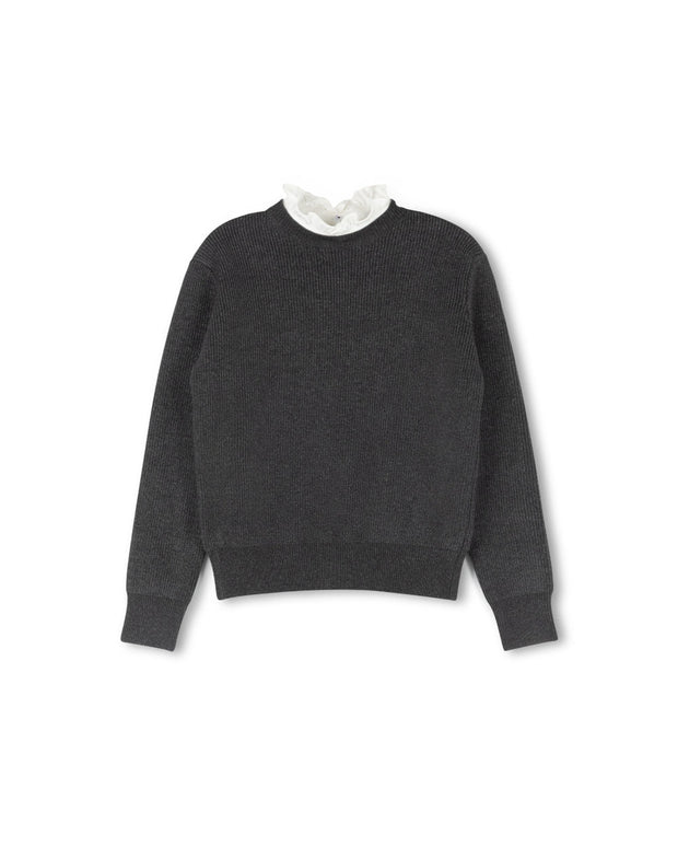 Gilt Ribbed Collared Sweater-Junees