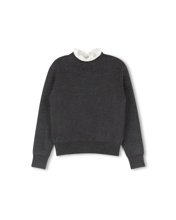 Gilt Ribbed Collared Sweater-Junees