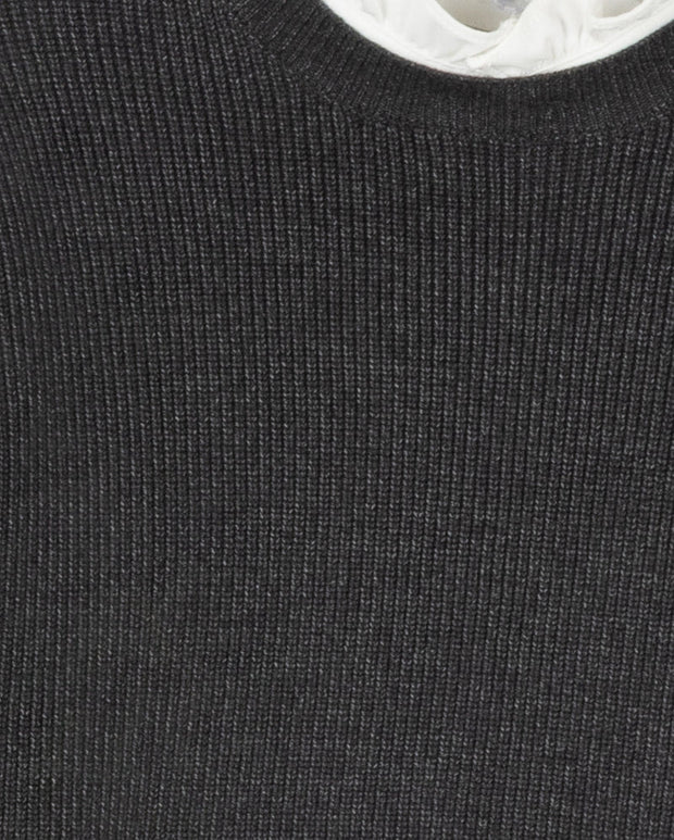 Gilt Ribbed Collared Sweater-Junees