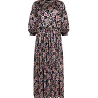 Mesh Velvet detailed Dress-Junees