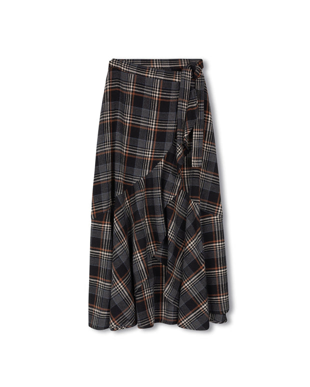 Plaid Wrap Skirt-Junees