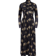 Velour Mock Neck Ruched Dress￼-Junees