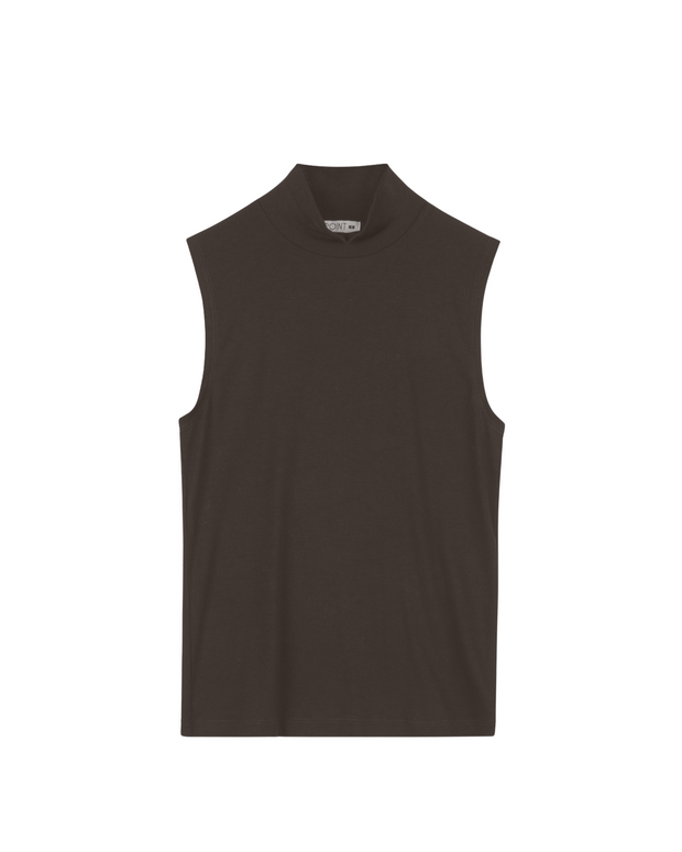 Jersey Knit Slvless Turtleneck-Point
