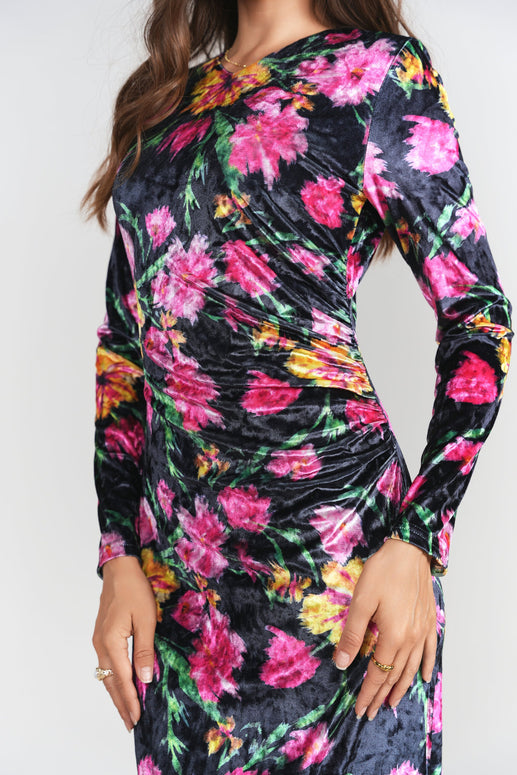 Side roost velvet dress-ALV