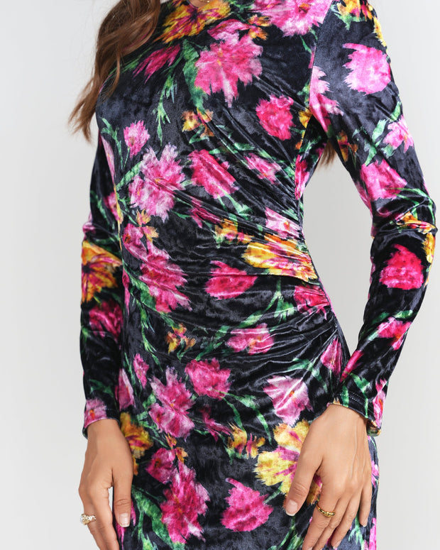 Side roost velvet dress-ALV