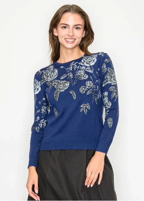 Silver Floral Sweater-YAL