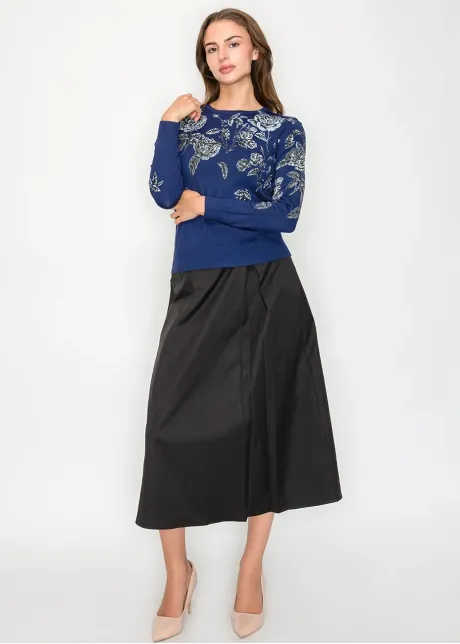 Silver Floral Sweater-YAL