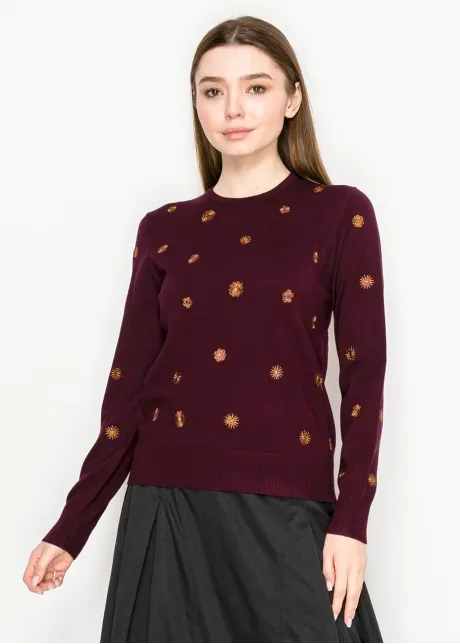 Circle Stitch Crew Sweater-YAL