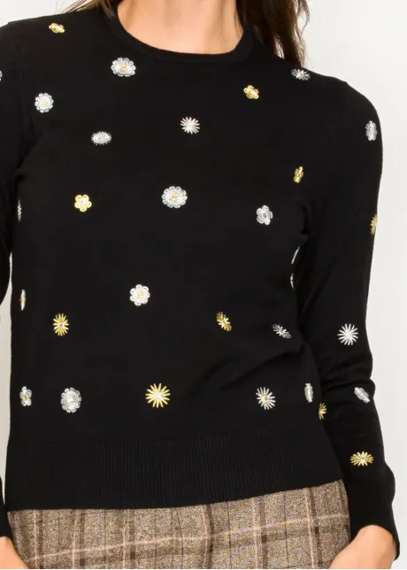 Circle Stitch Crew Sweater-YAL