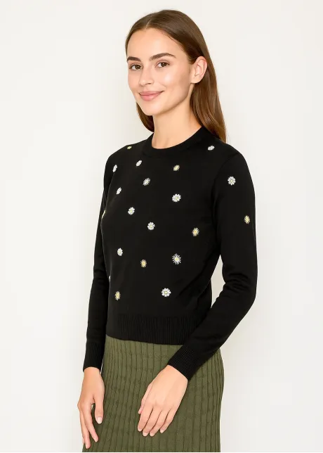 Circle Stitch Crew Sweater-YAL