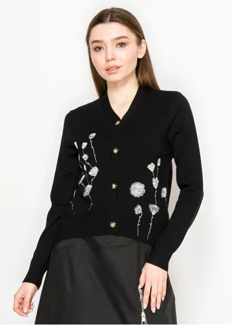 Rose Embroidered Cardi-YAL