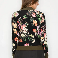 Floral Mock Neck with Olive Trim-YAL