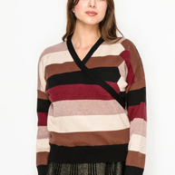 Stripe Wrap Sweater-YAL