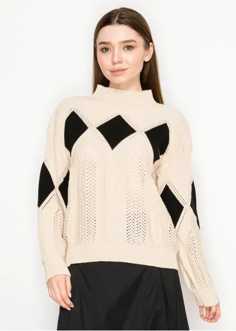 Diamond Mock Sweater-YAL