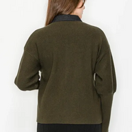 Denim Puff Sleeve Sweater-YAL