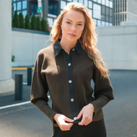 Denim Puff Sleeve Sweater-YAL