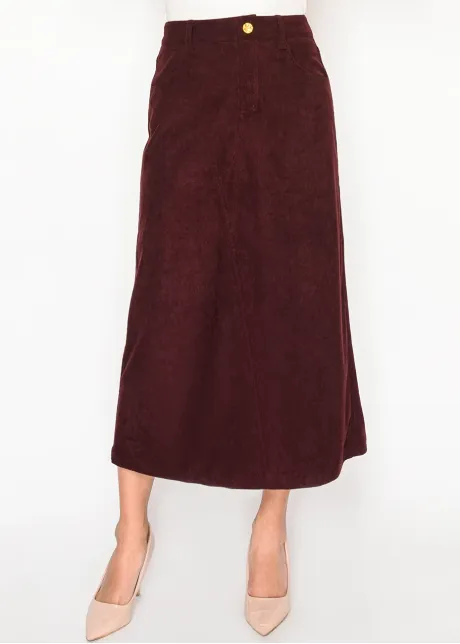 Corduroy Pocket Skirt-YAL