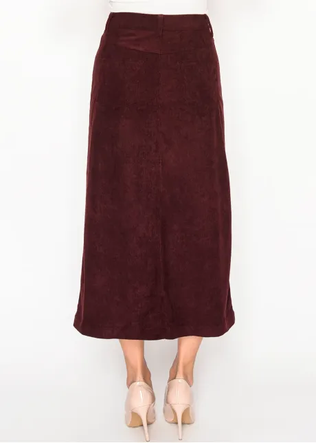 Corduroy Pocket Skirt-YAL