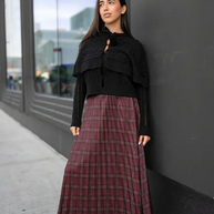 Plaid Pleated Skirt-YAL