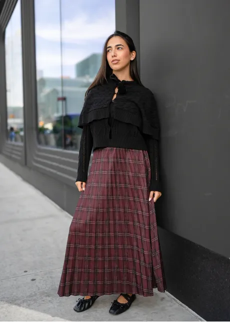 Plaid Pleated Skirt-YAL