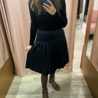 Pleated Suede Skirt 704-Sam fashion